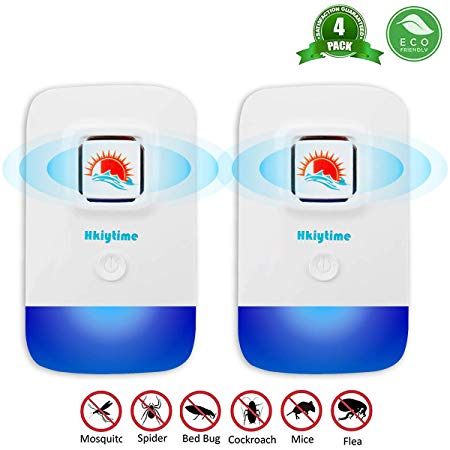 Hkiytime Ultrasonic Pest Repeller, Plug in Insect Repeller,2 Pack Ultrasonic Pest Control Repellent against Mosquito, Cockroach, Mice, Rodents, Spiders, Flies, Ants, Fleas