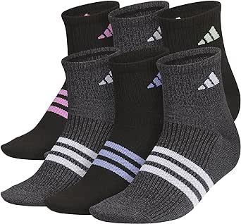 adidas womens Superlite 3.0 Quarter Athletic Socks (6-pair) With Targeted Padding and Arch Compression for All Day Comfort