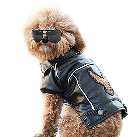 NACOCO(TM) Pu Leather Motorcycle Jacket, Dog Pet Clothes Leather Jacket, Watherproof