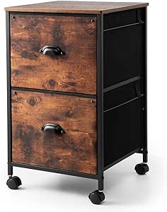 TOPSKY Mobile File Cabinet, Fabric Vertical File Cabinet for Letter Size (Rustic Brown, 2 Drawer)