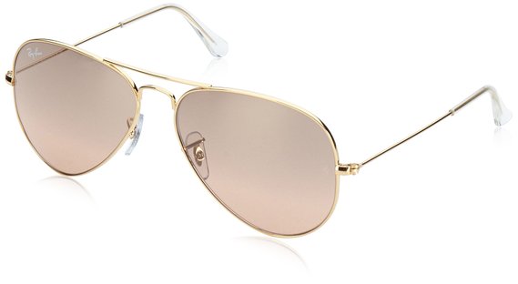 Ray-Ban Aviator Large Metal Sunglasses, GOLD FRAME / CRYSTAL BROWN-PINK SILVER MIRROR LENS, 58 mm
