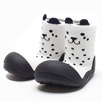 First Walking Shoes With Socks For Baby Boys Girls (Small, Cutie White)