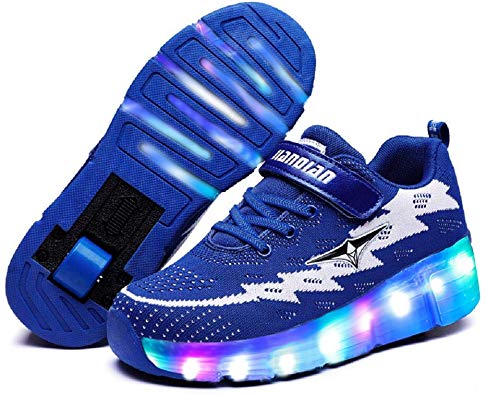 Ufatansy CPS LED Fashion Sneakers Kids Girls Boys Light Up Wheels Skate Shoes Comfortable Mesh Surface Roller Shoes Thanksgiving Christmas Day Best Gift