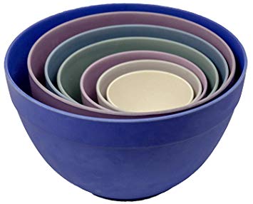 Bamboozle Nesting Bowls Set for Mixing and Serving, Dishwasher Safe, 7 Piece, Thistle