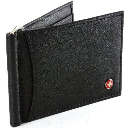 Alpine Swiss RFID Blocking Men's Leather Spring Loaded Money Clip Wallet