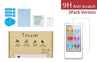 iPod Nano 8/7 Glass Screen Protector, iFlash [2 Pack] Crystal Clear Tempered Glass Screen Protector for Apple iPod Nano 7th / 8th Generation - Scratch Proof/Bubble Free/Crystal Clear Version