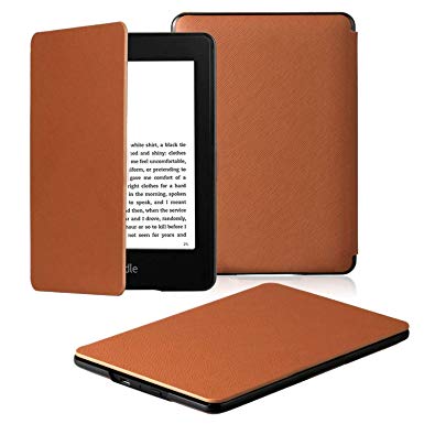 OMOTON Kindle Paperwhite Case (10th Generation-2018), Smart Shell Cover with Auto Sleep Wake Feature for Kindle Paperwhite 10th Gen 2018 Released, Brown