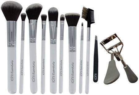 ICINI 11 Piece Makeup Brush Set (White)