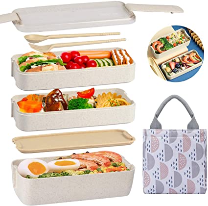 Aitsite Bento Box with Lunch Bag for Kids and Adults with Dividers - Leakproof Lunchbox with Utensils, Dividers Container Box