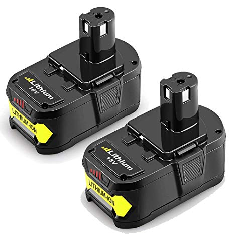 Topbatt 2Packs 18V 6.0Ah Replacement Battery for Ryobi Lithium Ion ONE  Plus P102 P103 P104 P105 P107 P108 P109 P122 Cordless Power Tools