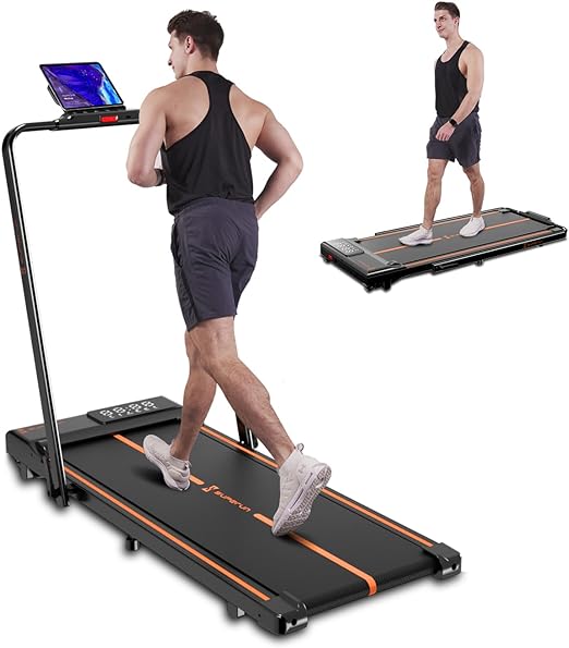 SupeRun 3 in 1 Folding Treadmills for Home Office Easy to Store, 3.0HP Powerful and Quiet Under Desk Treadmill with 300LBs Capacity, Larger Walking Pad with Adjustable Armrest Safer and Comfort