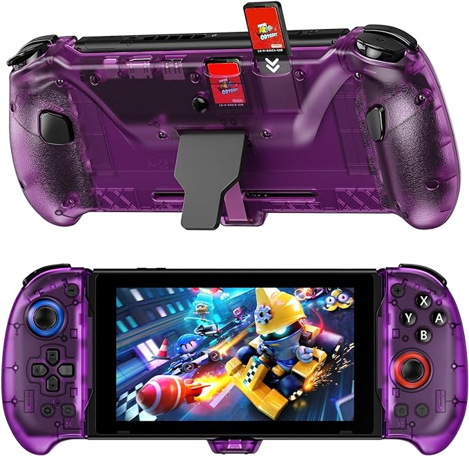 NexiGo Hall Effect Gripcon (Gen 2) with Kickstand and HDMI Out for TV Docking, Hall Sensing Joystick for Nintendo Switch/Switch OLED, Handheld Mode, 4K/1080P Supported HDMI and USB 3.0 Port, Purple