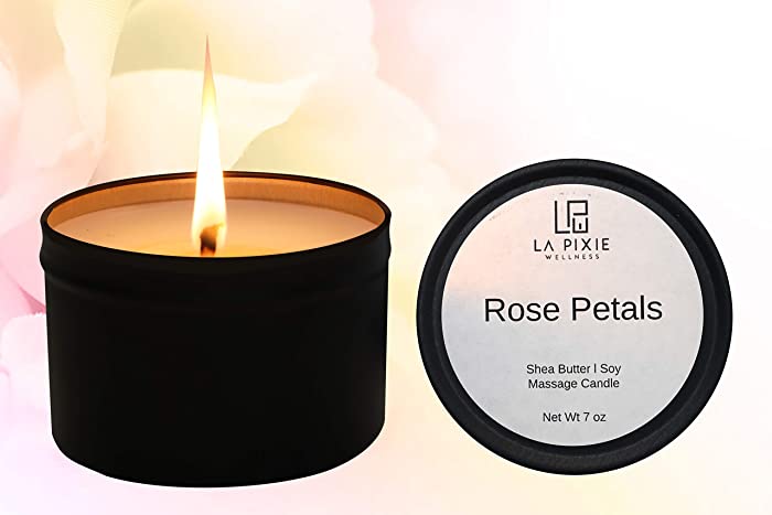 Rose Petals Luxury Scented Soy Tin Candle, Hand Poured in The USA 7oz
