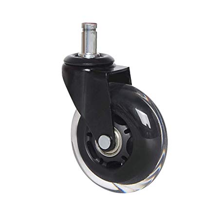 Office Chair Caster Wheels - Heavy Duty & Safe for All Floors Including Hardwood - Perfect Replacement for Desk Floor Mat - Roller Blade Style Universal Fit (Black)