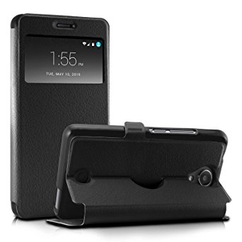 Infiland BLU R1 HD Case - [View Window] [Full Protection] Slim Fit High Quality Folio Stand Cover Case for BLU R1 HD Phone, Black