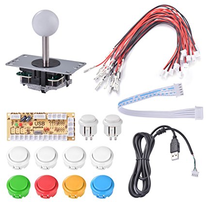 XCSOURCE Zero Delay Arcade DIY Kit Parts USB Encoder To PC Joystick 5Pin Rocker   10pcs White Push Buttons AC783