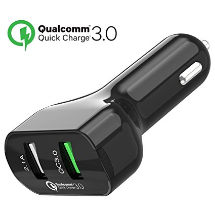 GOALANY Car Charger Quick Charge 3.0   2.1A Port 28W Dual USB Charging for Samsung Galaxy S8 Plus s7 Edge, Note, LG G6,G5,V20 V10, iPhone 7 8,ZTE Axon,HTC 10 one A9,Nexus 5x 6P, Nintendo Switch,iPad