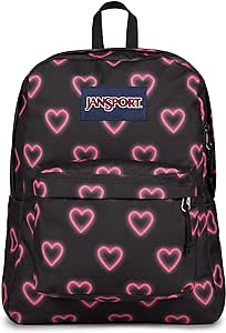 JanSport SuperBreak One Backpacks - Durable, Lightweight Bag with 1 Main Compartment, Front Utility Pocket with Built-in Organizer - Premium Backpack - Happy Hearts Black