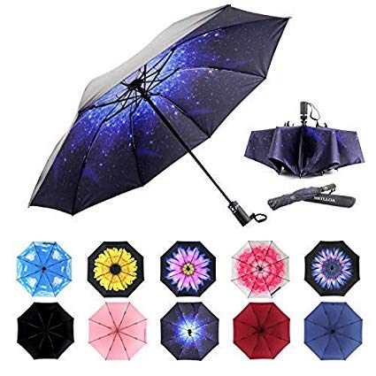 MRTLLOA Inverted Umbrellas Reverse Folding Umbrella Windproof UV Protection Compact Umbrella for Travel Outdoor Daily Use