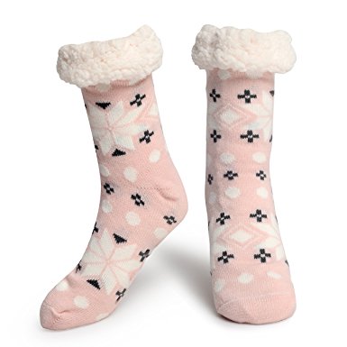 Slipper Socks Fleece-Lined Cozy Thick Winter Knee Highs Stockings for Woman?Girl by MissDill