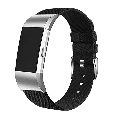 Soulen Canvas Bands Compatible Charge 2 Bands for Women Men, Breathable Woven Fabric Replacement Accessory Strap Compatible with Charge 2 Fitness Activity Tracker, Large Small