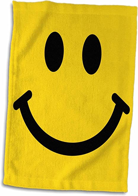 3D Rose Yellow Smiley Face-Happy Smiling Cartoon-60S Jolly Cheerful Bright Hand/Sports Towel, 15 x 22