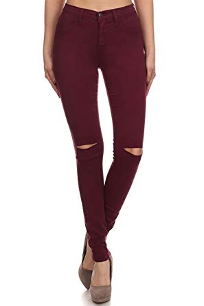 Vibrant Slit Knee High Waisted Solid Jeans