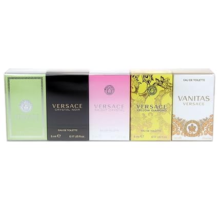 Versace Variety Gift Set Versace Versense EDT 5 ml,Versace Crystal Noir EDT 5 ml Versace Bright Crystal EDT 5 ml Versace Yellow Diamond EDT 5 ml Versace Vanitas EDT　4.5 ml