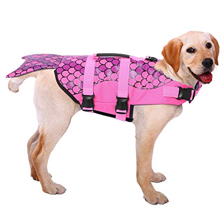 ASENKU Dog Life Jacket Ripstop Pet Floatation Vest Saver Swimsuit Preserver for Water Safety at The Pool, Beach, Boating