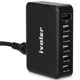 Quick Charge 20 60W 6-Ports USB Charger for iPhone 6  6 Plus iPad Air Galaxy S6  S6 Edge S6 Edge Plus Samsung Galaxy Note 5Google Nexus 6 Motorola Droid Turbo Samsung Galaxy Note 4Note Edge HTC One M8M9 and More iVoler Adaptive Fast Family-Size Desktop Charging Station Wall Travel Charger with QC20 Technology and Multi Smart Auto-Detect Ports AIPower 5V84AQuick Charge 12V15A 9V2A 5V2AWith Two FREE Extra Long 20AWG 65ft2m Micro USB Cord Cables-Black