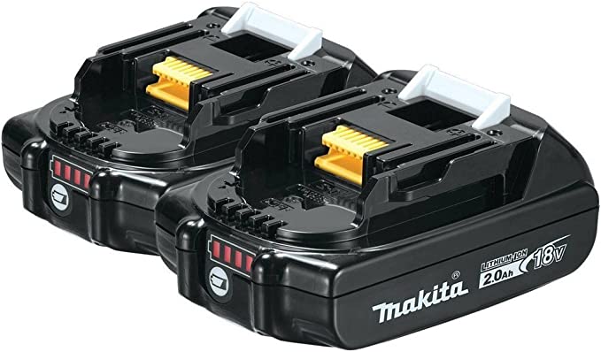 Makita BL1820B-2 18-Volt Compact Lithium-Ion Replacement Cordless Battery with L.E.D. Indicator - 2 Ah - 2 Per Package