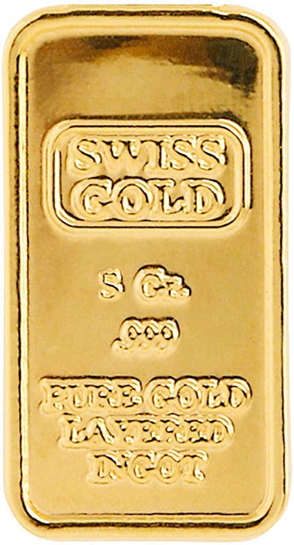 American Coin Treasures Tribute 5 Gram Gold-Layered Swiss Ingot Novelty Table Ornament