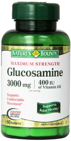 Nature's Bounty, Maximum Strength Glucosamine 3000mg plus Vitamin D3, 60 Tablets