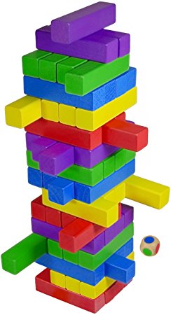 CoolToys Timber Tower Wooden Block Stacking Game – Color Match Playset (60 Pieces)