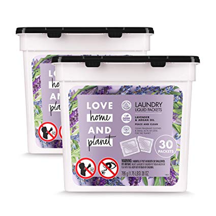 Love Home and Planet Laundry Detergent Packets Lavender & Argan Oil 30 Count, 2 Pack