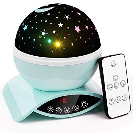 Aisuo Lighting Lamp, Star Projector with Timer Auto Shut Off, 7 Color Rotating Options by Remote Control, Rechargeable Lithium Battery & Dimmable Function, Ideal Gift for Kids, Women, Friends. (Green)