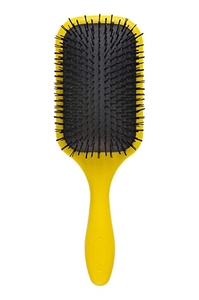 Denman D90L Hair Detangler Brush for Men & Women - 9-Row Hair Styling Professional Detangle Brush Tamer for Thick, Curly & Long Hair – Large – Yellow