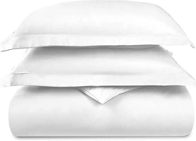 HC COLLECTION-1500 Thread Count Egyptian Quality Duvet Cover Set, 3pc Luxury Soft, All Sizes & Colors, King-White