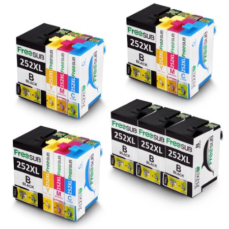 FreeSub High Capacity Replacement For Epson 252 Ink Cartridge 3 Set3 Black Use With Epson Wf 3640 Wf 3630 Wf 3620 Wf 7610 Wf 7620 Wf 7110