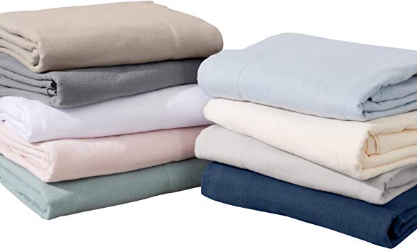 Great Bay Home Extra Soft 100% Turkish Cotton Flannel Sheet Set. Warm, Cozy, Lightweight, Luxury Winter Bed Sheets in Solid Colors. Nordic Collection (Queen, Pearl Blue)