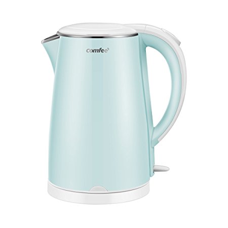 Comfee Sound Off & Cool Touch Series Electric Kettle - 1500W Fast Boiling, Food Grade Stainless Steel,1.7 Liter, Auto Shut-Off and Boil Dry Protection