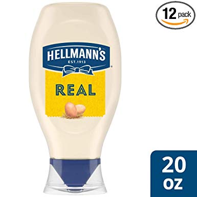 Hellmann's Real Mayonnaise Squeeze Bottle No-Mess Cap, Made with 100% Cage Free Eggs, Gluten Free, 20 oz, Pack of 12