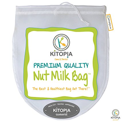Kitopia's Premium Nut Milk Bag. Use As A Yoghurt Maker, Cheesecloth Or Coffee Filter. Includes Recipe's
