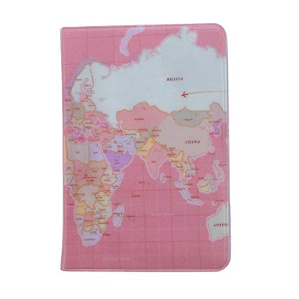 LJSLYJ PVC World Map Passport Cover Holder Vintage Protective Shell Case ID Cards Folder