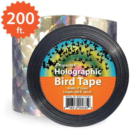 200-foot By 2-inch Bird Repellent Scare Tape Holographic Bird Scare Ribbon, Double Side Laser Bird Scare Tape