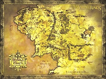 The Lord Of The Rings - Giant Movie Poster - Map Of Middle Earth (Size: 53'' x 39'')