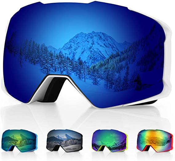 DISUPPO Snowboard Goggles, Ski Goggles with Hyperboloid Anti-Fog Dual Lens,Winter Snow Sports Goggles 100% UV400 Protection, Windproof Impact-Resistant Anti-Glare for Men, Women & Youth