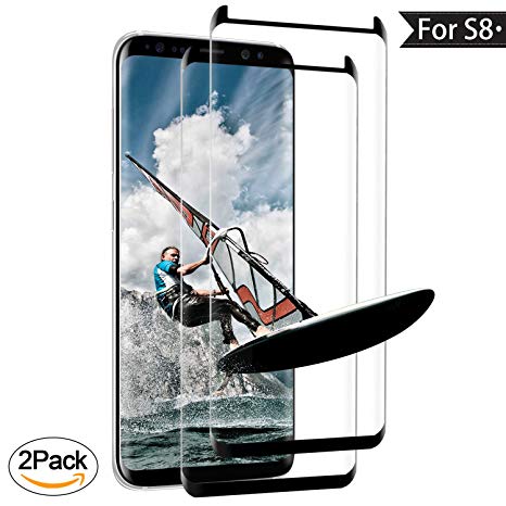 ONSON Galaxy S8 Screen Protector, Samsung Galaxy S8 Tempered Glass 3D Screen Protector, 9H Hardness,Bubble Free, Anti-Fingerprint HD Screen Protector Film（2 Pack）