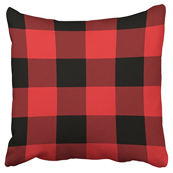 Emvency Pillowcases Vintage Retro Rustic Red And Black Buffalo Check Plaid Throw Pillow Covers Cushion Cases Protectors Cover Case Decorative Sofa Square 18x18 Inches One Side Print