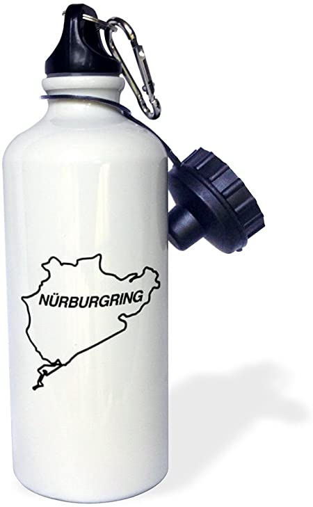 3dRose "Nuremberg Track Outline" Sports Water Bottle, 21 oz, White